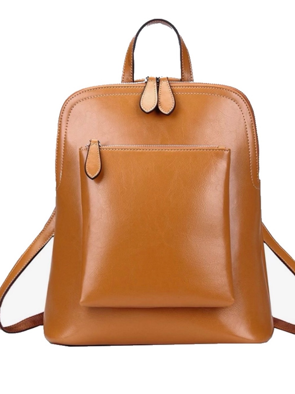 Heshe Convertible Tan Leather Backpack or Shoulder Bag